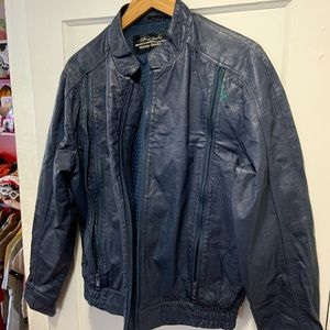Blue leather jacket